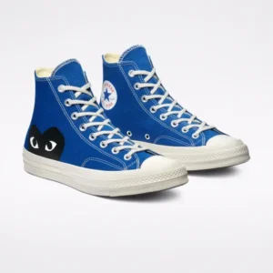 CDG Black Heart Blue High Top Shoes