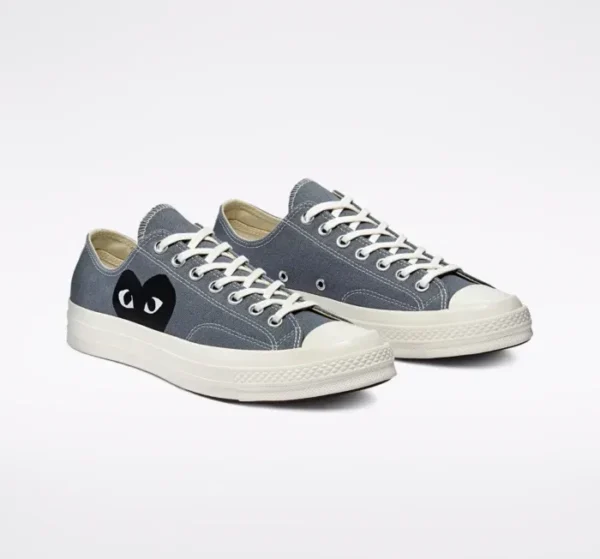 CDG Black Heart Grey Low Top Shoes