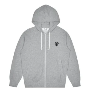 CDG Double Emblems Black Heart Grey Hoodie