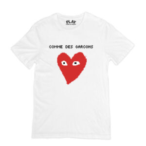 CDG Play Heart logo text t-shirts